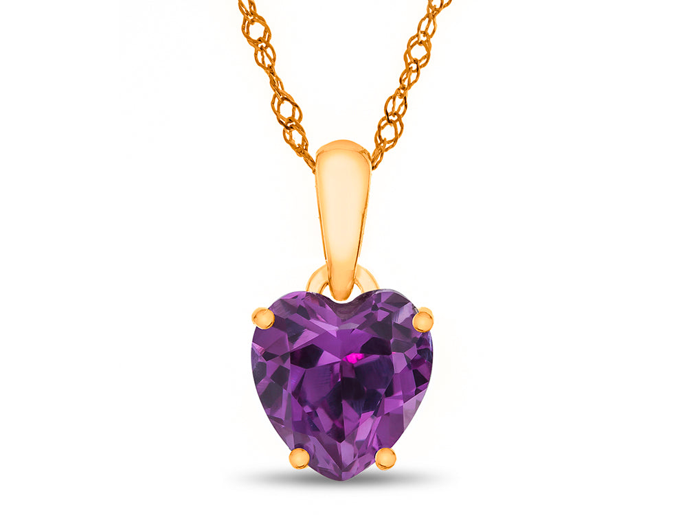 FJC Finejewelers 10k Yellow Gold 7mm Heart Shaped Simulated Alexandrite Pendant Necklace