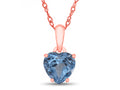FJC Finejewelers 10k Rose Gold 7mm Heart Shaped Simulated Aquamarine Pendant Necklace