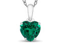 FJC Finejewelers 10k White Gold 7mm Heart Shaped Simulated Emerald Pendant Necklace