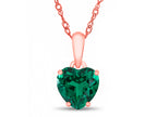 FJC Finejewelers 10k Rose Gold 7mm Heart Shaped Simulated Emerald Pendant Necklace