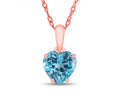 FJC Finejewelers 10k Rose Gold 7mm Heart Shaped Swiss Blue Topaz Pendant Necklace