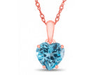 FJC Finejewelers 10k Rose Gold 7mm Heart Shaped Swiss Blue Topaz Pendant Necklace