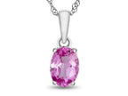 FJC Finejewelers 10k White Gold 7x5mm Oval Created Pink Sapphire Pendant Necklace