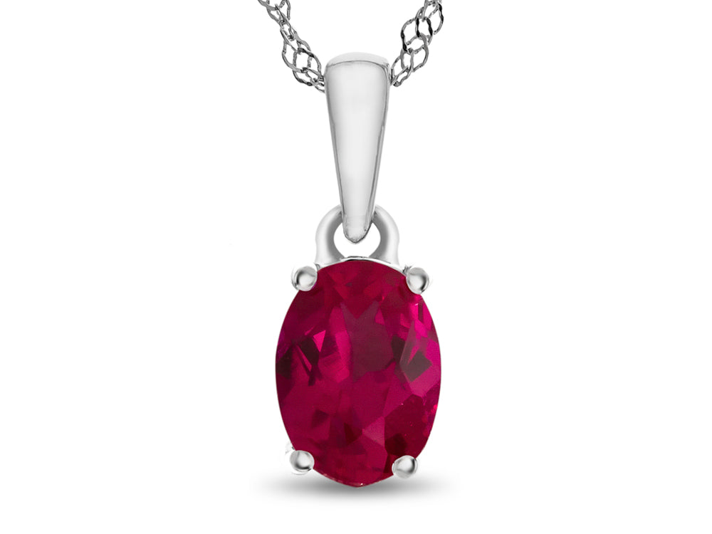 FJC Finejewelers 10k White Gold 7x5mm Oval Created Ruby Pendant Necklace