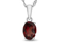 FJC Finejewelers 10k White Gold 7x5mm Oval Garnet Pendant Necklace