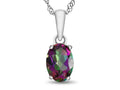 FJC Finejewelers 10k White Gold 7x5mm Oval Mystic Topaz Pendant Necklace