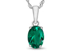 FJC Finejewelers 10k White Gold 7x5mm Oval Simulated Emerald Pendant Necklace