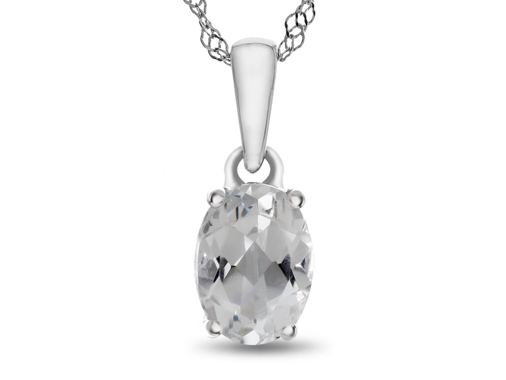FJC Finejewelers 10k White Gold 7x5mm Oval White Topaz Pendant Necklace