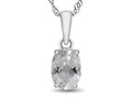 FJC Finejewelers 10k White Gold 7x5mm Oval White Topaz Pendant Necklace