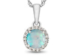 FJC Finejewelers 10k White Gold 6mm Round Created Opal with White Topaz accent stones Halo Pendant Necklace