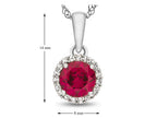 FJC Finejewelers 925 Sterling Silver 6mm Round Created Ruby with White Topaz stones Halo Pendant Necklace