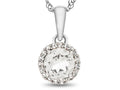 FJC Finejewelers 10k White Gold 6mm Round White Topaz with White Topaz accent stones Halo Pendant Necklace