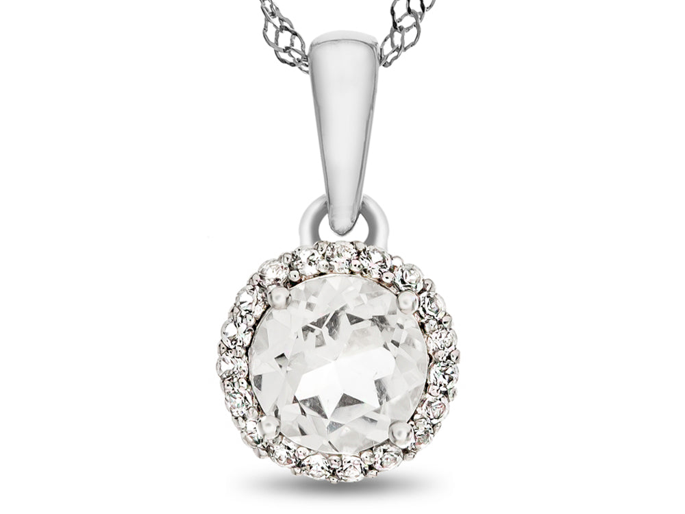 FJC Finejewelers 10k White Gold 6mm Round White Topaz with White Topaz accent stones Halo Pendant Necklace