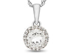 FJC Finejewelers 925 Sterling Silver 6mm Round White Topaz with White Topaz stones Halo Pendant Necklace
