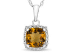 FJC Finejewelers 10k White Gold 6mm Cushion-Cut Citrine with White Topaz accent stones Halo Pendant Necklace