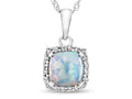 FJC Finejewelers 10k White Gold 6mm Cushion-Cut Created Opal with White Topaz accent stones Halo Pendant Necklace