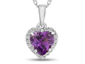 FJC Finejewelers 10k White Gold 6mm Heart Shape Amethyst with White Topaz Halo Pendant Necklace