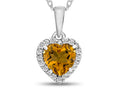 FJC Finejewelers 10k White Gold 6mm Heart Shaped Citrine with White Topaz accents Halo Pendant Necklace