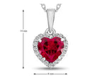 FJC Finejewelers 10k White Gold 6mm Heart Shaped Created Ruby White Topaz accents Halo Pendant Necklace