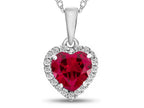 FJC Finejewelers 10k White Gold 6mm Heart Shaped Created Ruby White Topaz accents Halo Pendant Necklace