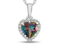 FJC Finejewelers 10k White Gold 6mm Heart Shaped Mystic Topaz with White Topaz Halo Pendant Necklace
