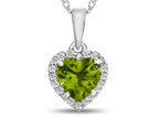 FJC Finejewelers 10k White Gold 6mm Heart Shaped Peridot with White Topaz Halo Pendant Necklace