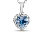 FJC Finejewelers 10k White Gold 6mm Heart Simulated Aquamarine with White Topaz Halo Pendant Necklace