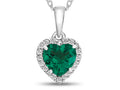 FJC Finejewelers 10k White Gold 6mm Heart Shaped Simulated Emerald with White Topaz Halo Pendant Necklace