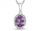FJC Finejewelers 10k White Gold 7x5mm Oval Simulated Alexandrite with White Topaz accent stones Halo Pendant Necklace