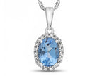 FJC Finejewelers 10k White Gold 7x5mm Oval Simulated Aquamarine with White Topaz accent stones Halo Pendant Necklace