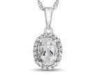 FJC Finejewelers 10k White Gold 7x5mm Oval White Topaz with White Topaz accent stones Halo Pendant Necklace