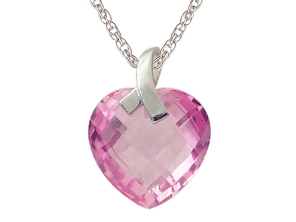 FJC Finejewelers 13x13mm Created Pink Sapphire Heart Shaped Pendant Necklace- 18 Inch Chain Included
