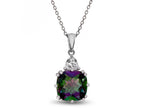 FJC Finejewelers 10 mm Cushion-Cut Mystic Topaz and Triangle White Topaz Pendant Necklace