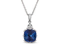 FJC Finejewelers 10x10mm Cushion-Cut Created Blue and White Sapphire Pendant Necklace - 18 Inch Chain