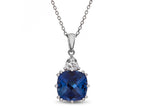 FJC Finejewelers 10x10mm Cushion-Cut Created Blue and White Sapphire Pendant Necklace - 18 Inch Chain