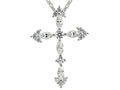 FJC Finejewelers 3mm White Cubic Zirconia Created Antique Shaped Cross Pendant Necklace With 18 Inch Chain