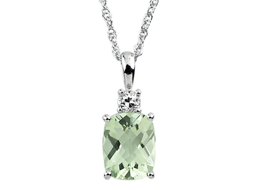 FJC Finejewelers 9x7mm Rectangular Cushion-Cut Green Quartz And White Topaz Pendant Necklace