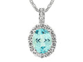 FJC Finejewelers 9x7 Oval Blue Topaz and White Topaz Pendant Necklace- 18 Inch Chain Included