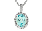 FJC Finejewelers 9x7 Oval Blue Topaz and White Topaz Pendant Necklace- 18 Inch Chain Included