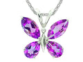 FJC Finejewelers Marquise and Pear Shaped Amethyst Butterfly Pendant Necklace with Rope Chain