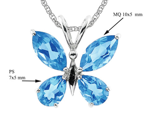 FJC Finejewelers Marquise and Pear Shaped Blue Topaz Butterfly Pendant Necklace with Rope Chain