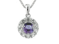FJC Finejewelers 925 Sterling Silver 9.7mm Round Tanzanite and White Topaz Pendant Necklace