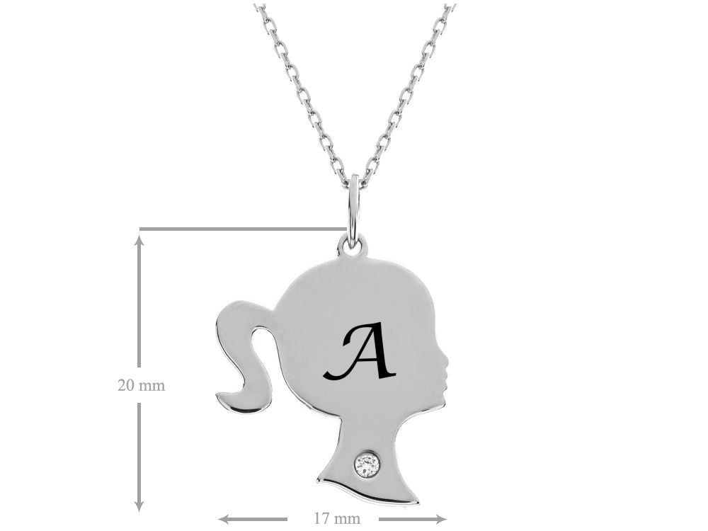 FJC Finejewelers Girl Personalized Initial A Alphabet Pendant Necklace with CZ  18 Inch Adjustable Chain