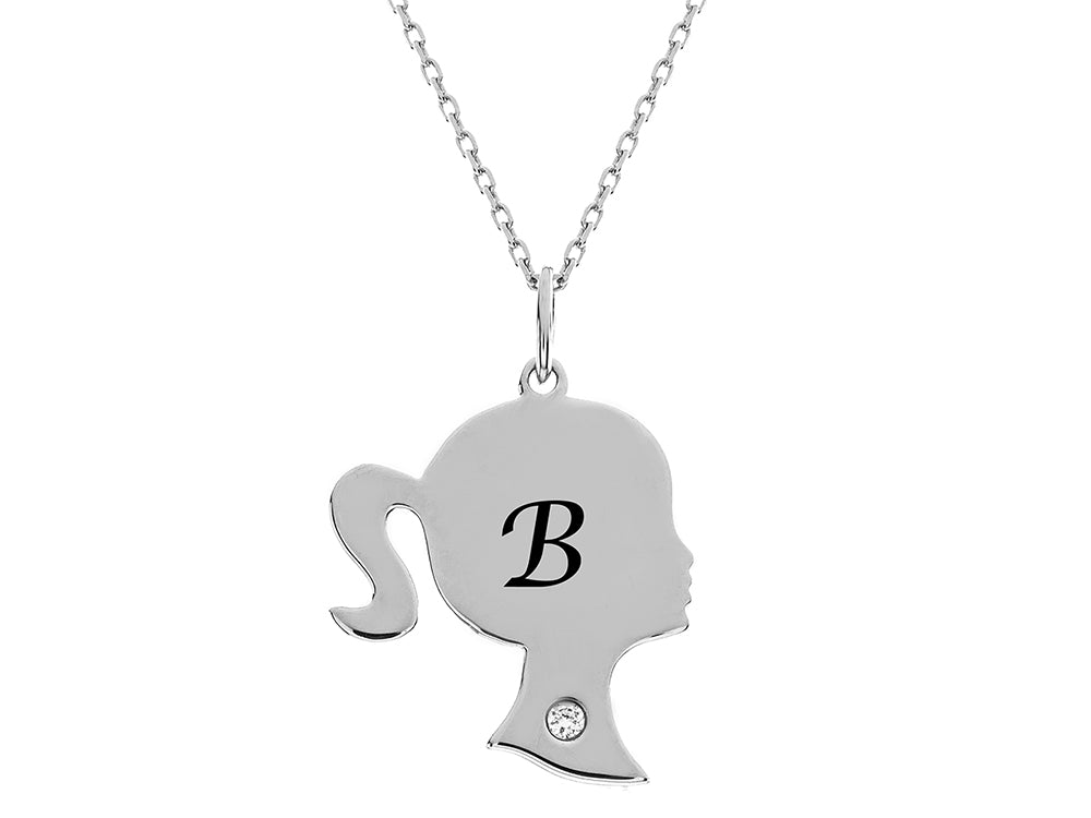 FJC Finejewelers Girl Personalized Initial B Alphabet Pendant Necklace with CZ  18 Inch Adjustable Chain