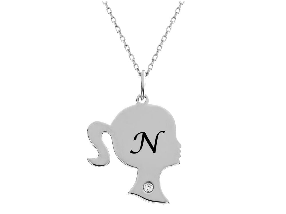 FJC Finejewelers Girl Personalized Initial N Alphabet Pendant Necklace with CZ  18 Inch Adjustable Chain