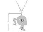FJC Finejewelers Girl Personalized Initial V Alphabet Pendant Necklace with CZ  18 Inch Adjustable Chain