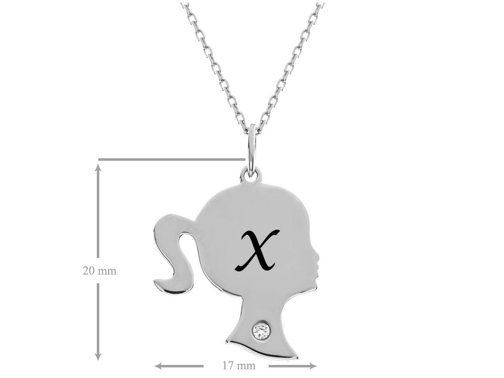 FJC Finejewelers Girl Personalized Initial X Alphabet Pendant Necklace with CZ  18 Inch Adjustable Chain