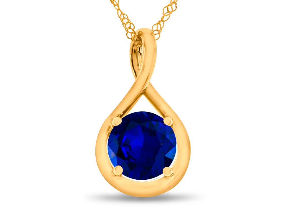FJC Finejewelers 7mm Round Created Sapphire Twist Pendant Necklace - Chain Included