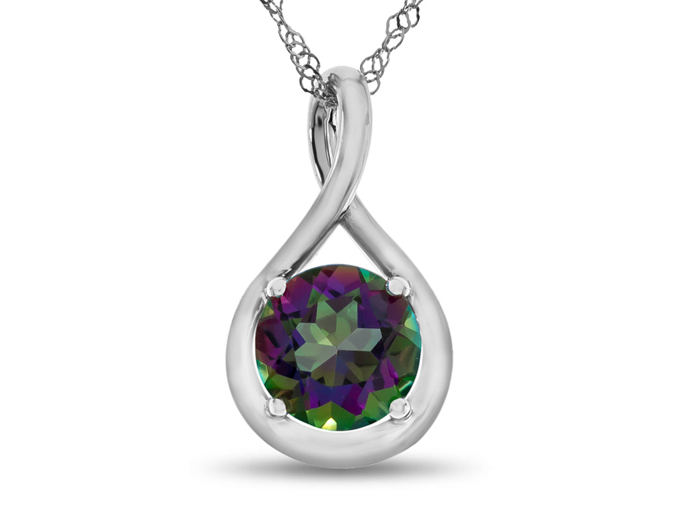 FJC Finejewelers 7mm Round Mystic Topaz Twist Pendant Necklace - Chain Included