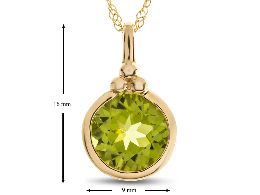 FJC Finejewelers 8mm Round Bezel Set Peridot Pendant Necklace - Chain Included
